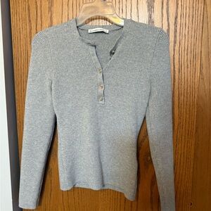 Abercrombie & Fitch Gray Button Down Ribbed Top